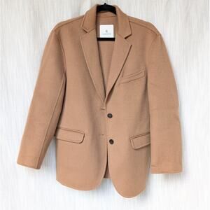ANINE BING Quinn Camel Wool Cashmere Single-breasted Blazer Coat, size XS
